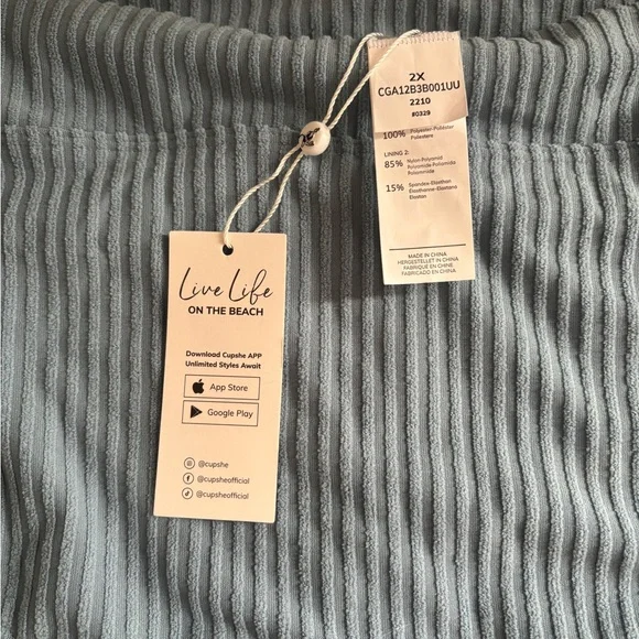 Cupshe Ribbed Bikini in Light Blue - Picture 2 of 7